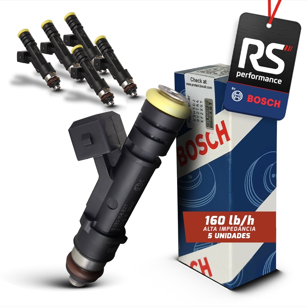 Kit 5 Bicos Injetores Bosch 160lb/h Com Conectores