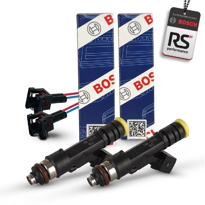 Kit 2 Injetores Bosch 160lb/h Boost Integrado Ft C/ Conector