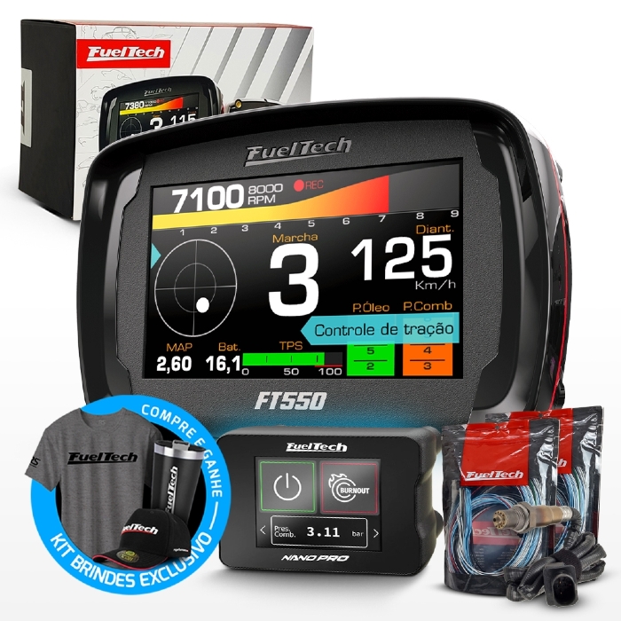 Módulo de Injeção Ft550 Com Chicote Motor Traseiro + WideBand Nano Pro + Sonda Bosch 4.9