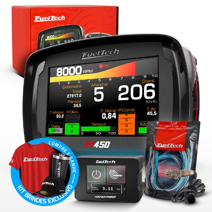Módulo de Injeção Programável Ft450 Com Chicote Motor Traseiro + WideBand Nano Pro + Sonda Bosch 4.9