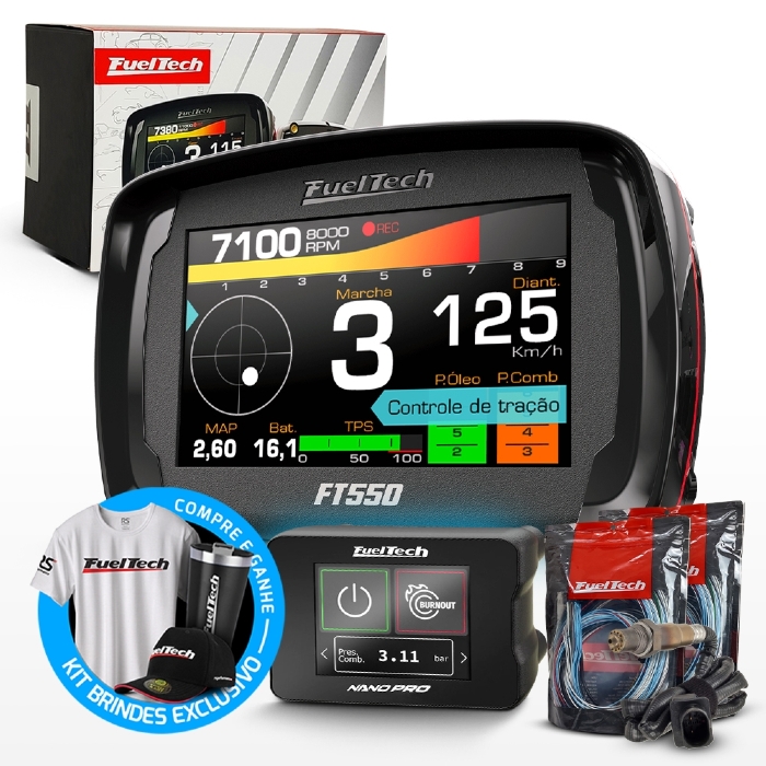 Módulo de Injeção Ft550 Com Chicote Motor Dianteiro + WideBand Nano Pro + Sonda Bosch 4.9