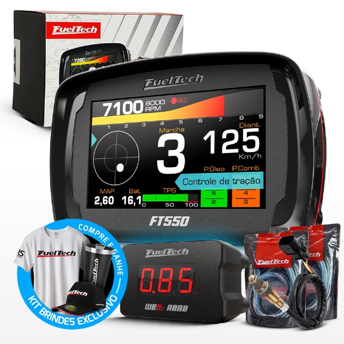 Módulo de Injeção Ft550 Com Chicote Motor Traseiro + WideBand Nano + Sonda Bosch 4.2