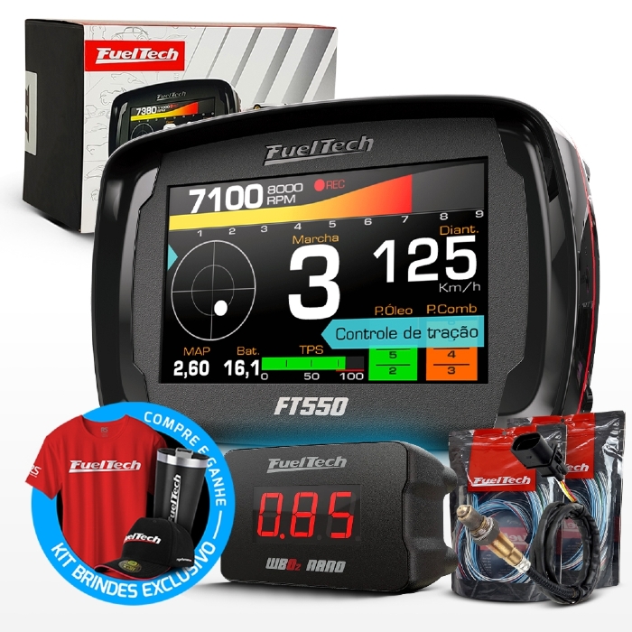 Módulo de Injeção Ft550 Com Chicote Motor Dianteiro + WideBand Nano + Sonda Bosch 4.2