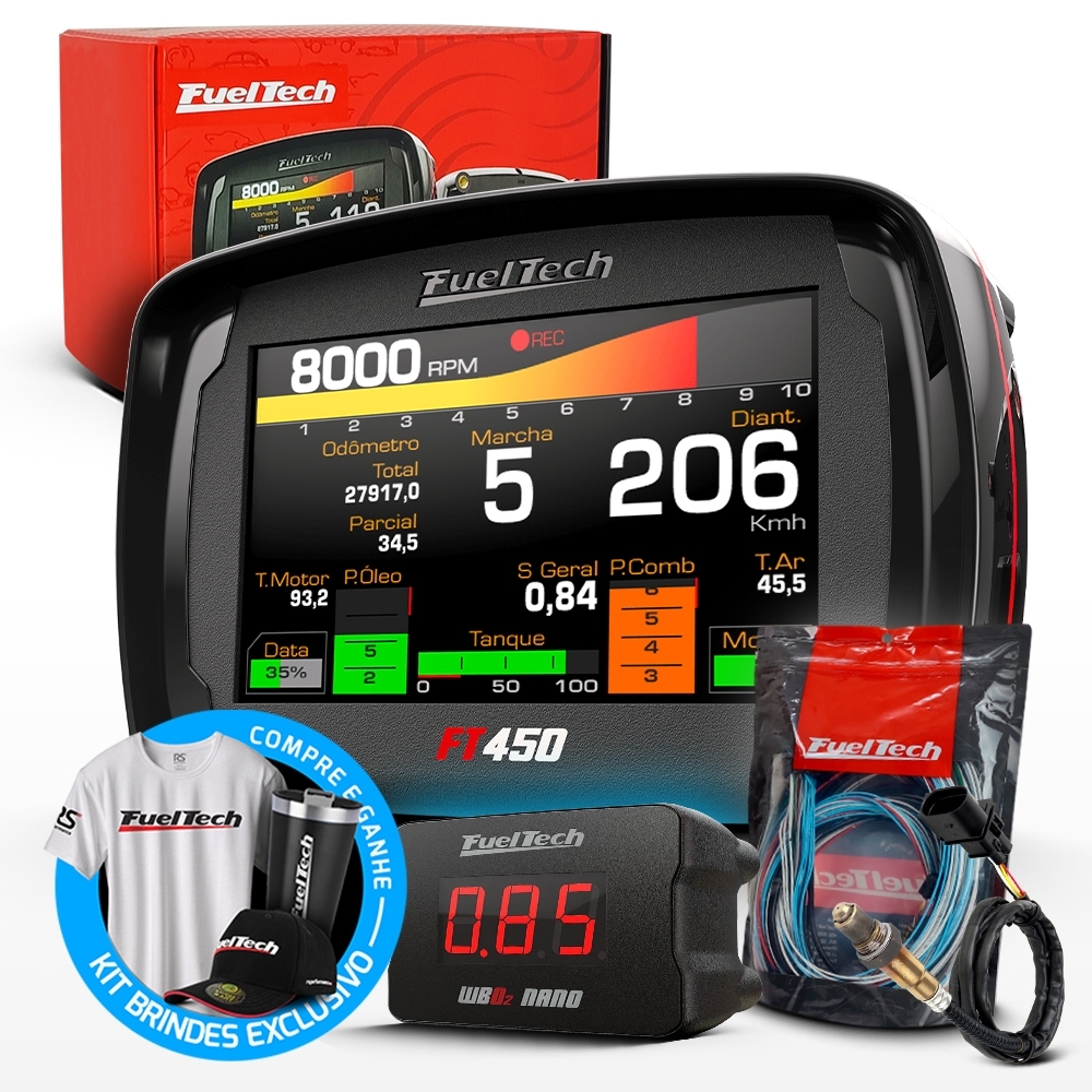 Módulo de Injeção Ft450 Com Chicote Motor Traseiro + WideBand Nano + Sonda Bosch 4.2