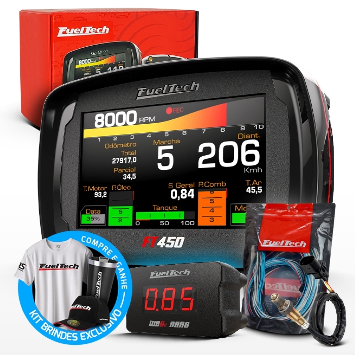 Módulo de Injeção Ft450 Com Chicote Motor Traseiro + WideBand Nano + Sonda Bosch 4.2