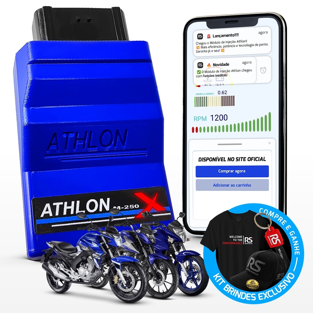 Módulo De Injeção Programável Athlon M250 P/ Motos Honda App