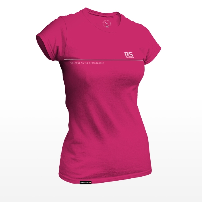 Camiseta Rs Performance Rosa Feminina Estampa Linha Branco