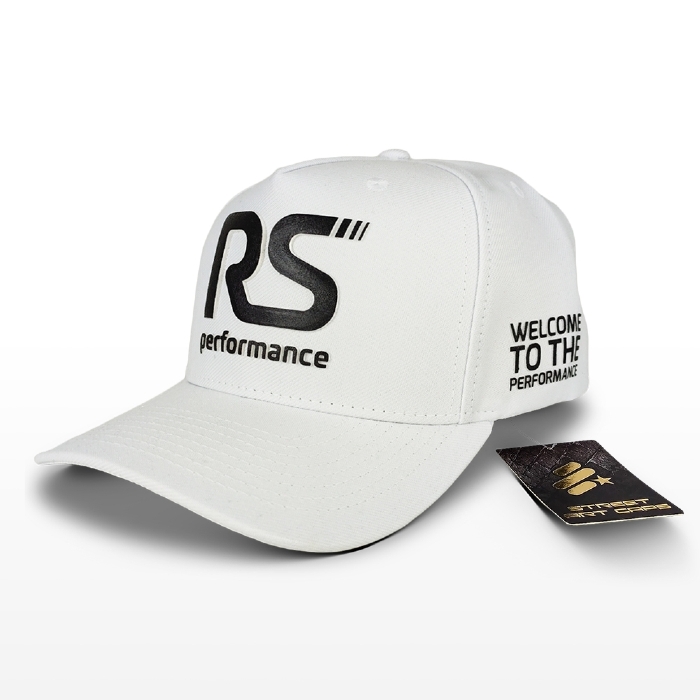 Boné Rs Performance Branco Aba Curva Detalhes Preto