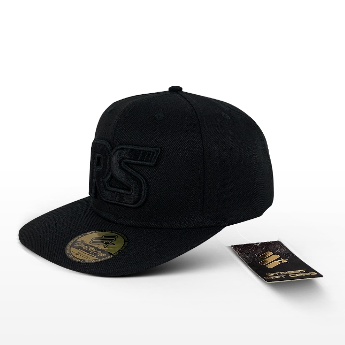 Boné Rs Performance Preto 6 Gomos Aba Reta Aplique