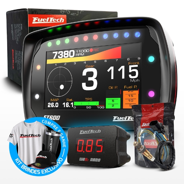 Módulo de Injeção Ft600 Com Chicote Motor Traseiro + WideBand Nano + Sonda Bosch 4.2