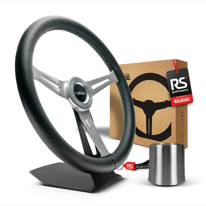 Volante Clássico Em Couro Preto Class Inox + Cubo Alumínio