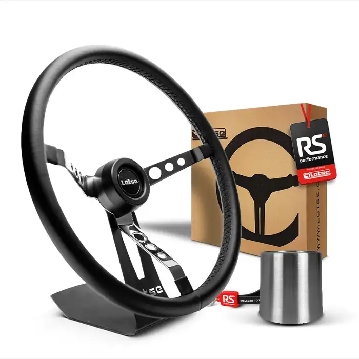 Volante Big Block S Clássico Em Couro Preto + Cubo Alumínio