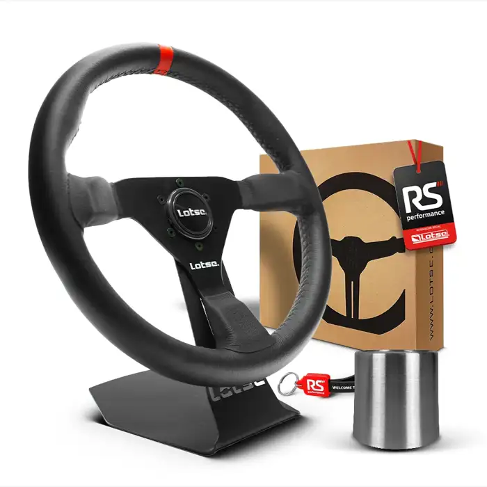 Kit Volante Esportivo Gt330 Em Couro + Cubo Em Alumínio