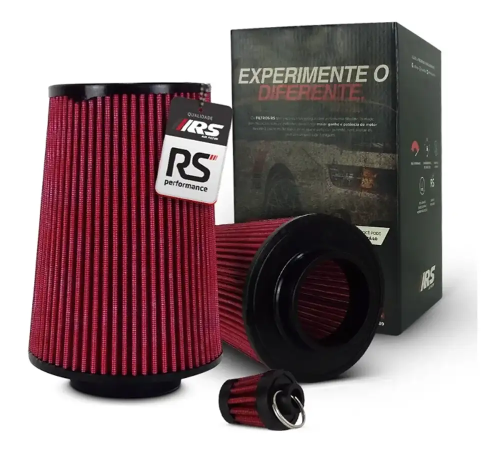 Filtro De Ar Esportivo Cone Duplo Fluxo 3 Polegadas Vermelho