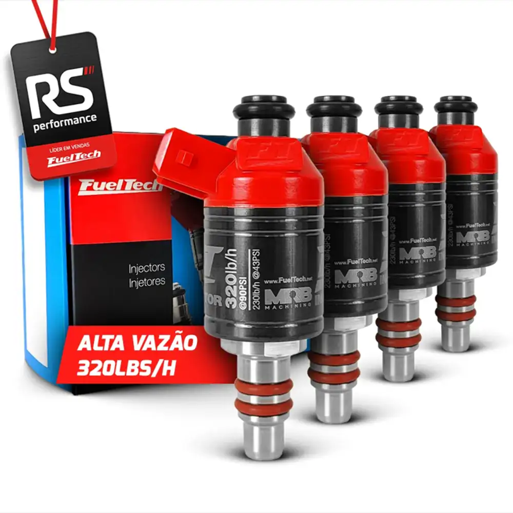 Kit 4 Bicos Injetores Baixa Impedância Ft Injector 320lbs/h