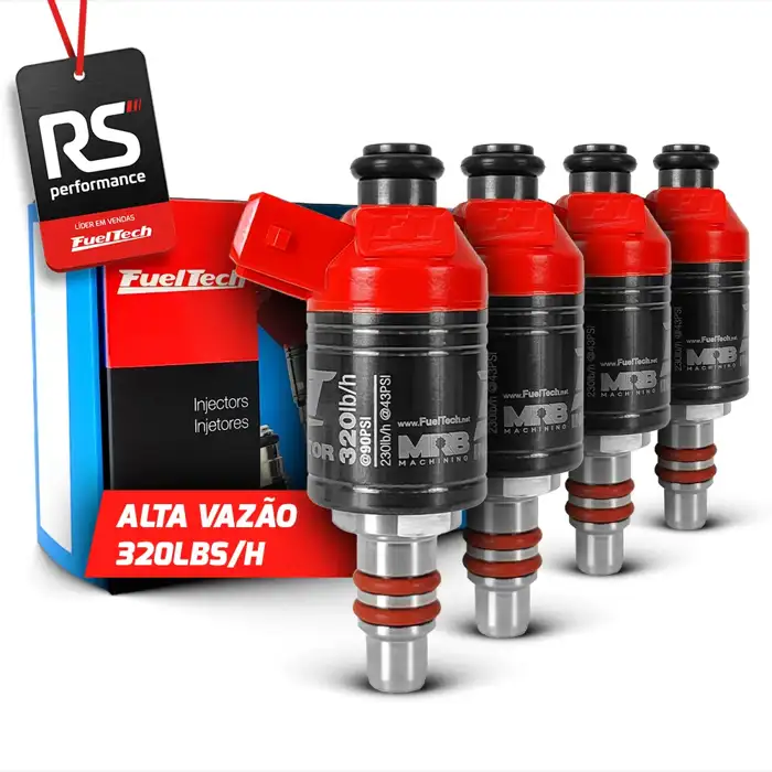 Kit 4 Bicos Injetores Baixa Impedância Ft Injector 320lbs/h