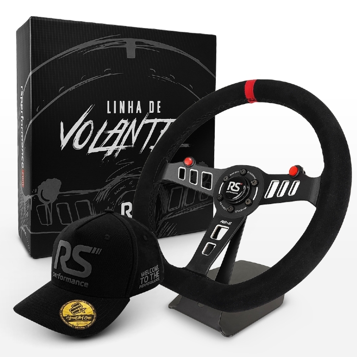 Volante Esportivo Street RS Performance RS-S em Suede com Detalhe Vermelho