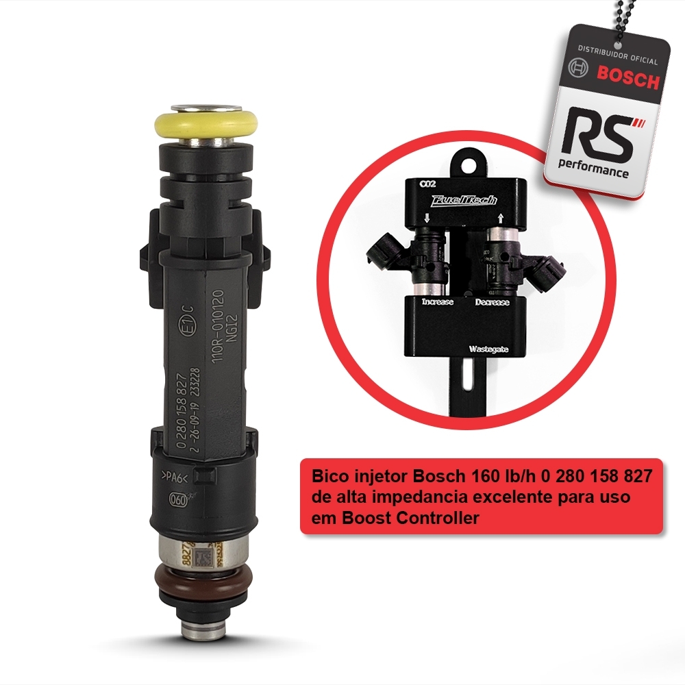Kit 2 Injetores Bosch 160lb/h Boost Integrado Ft C/ Conector