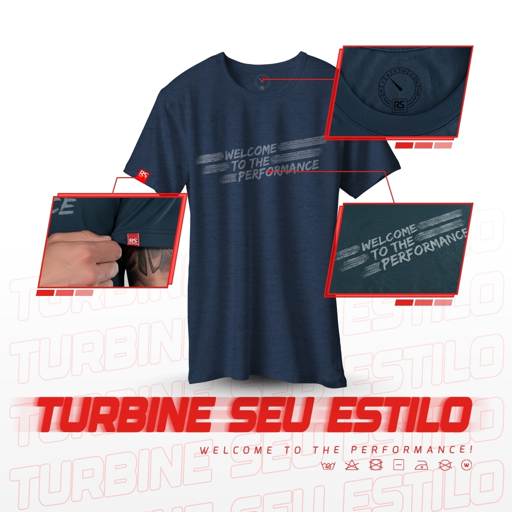 Camiseta Rs Performance Mescla Marinho Welcome Burnout