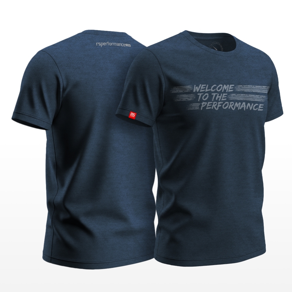 Camiseta Rs Performance Mescla Marinho Welcome Burnout