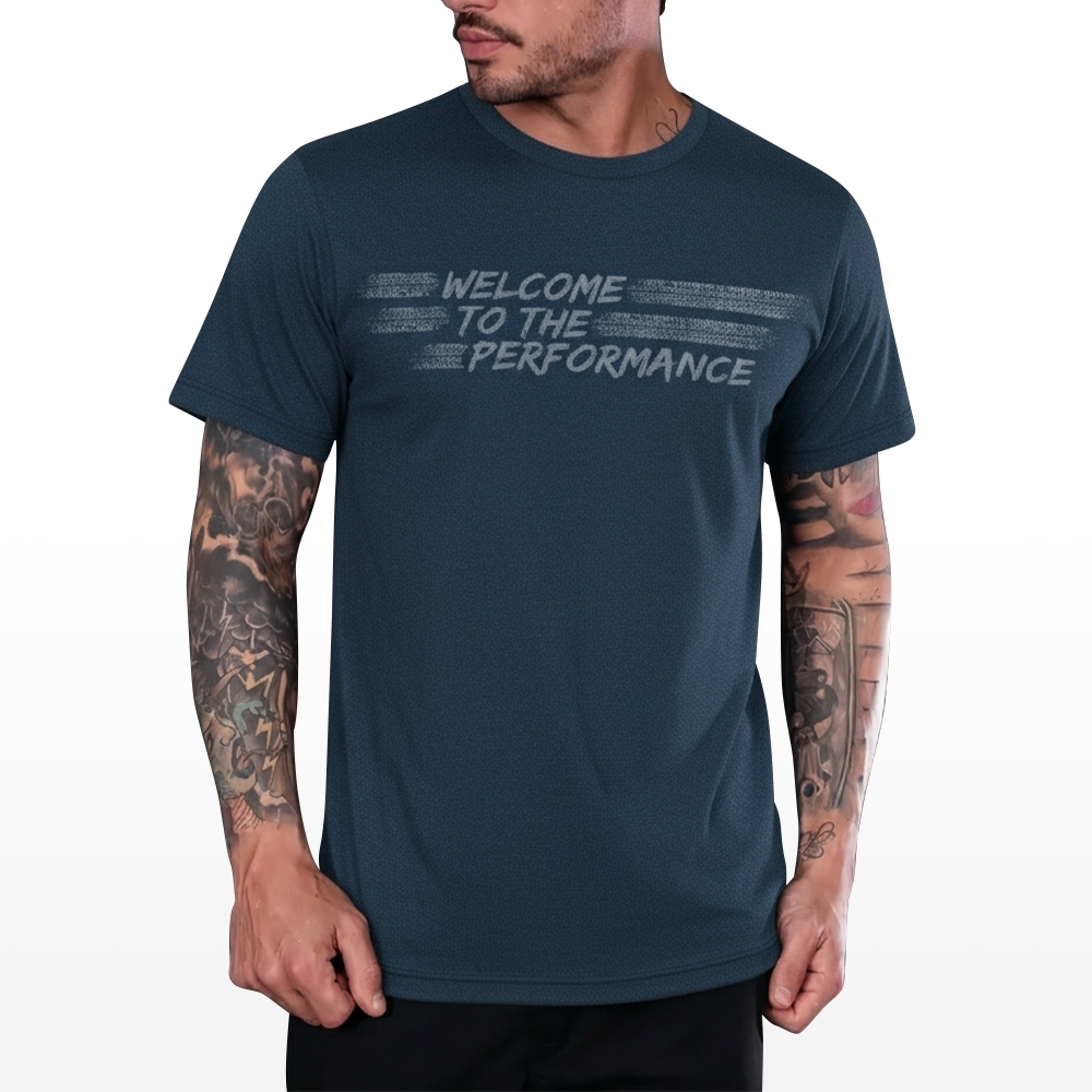 Camiseta Rs Performance Mescla Marinho Welcome Burnout