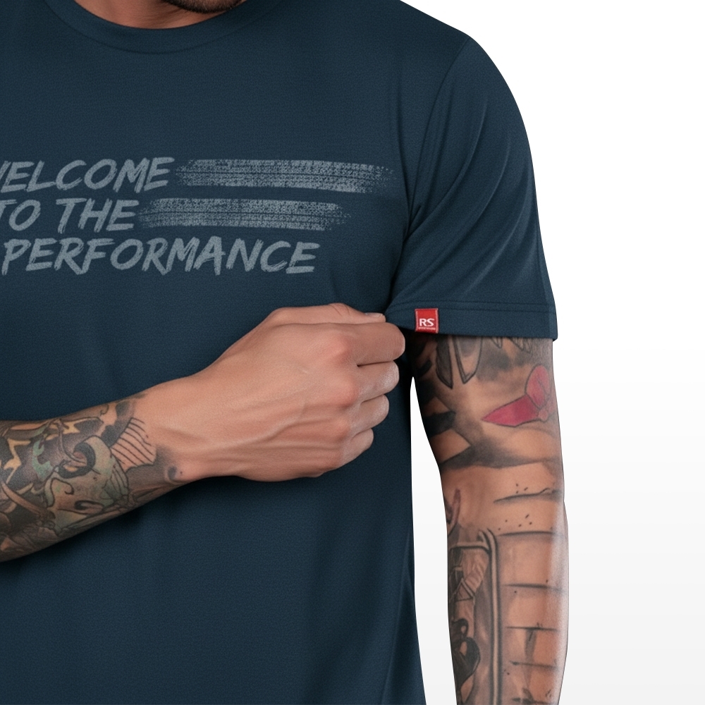 Camiseta Rs Performance Mescla Marinho Welcome Burnout