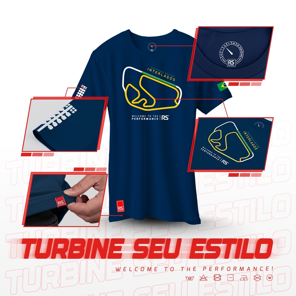 Camiseta Rs Performance Azul Estampa Interlagos