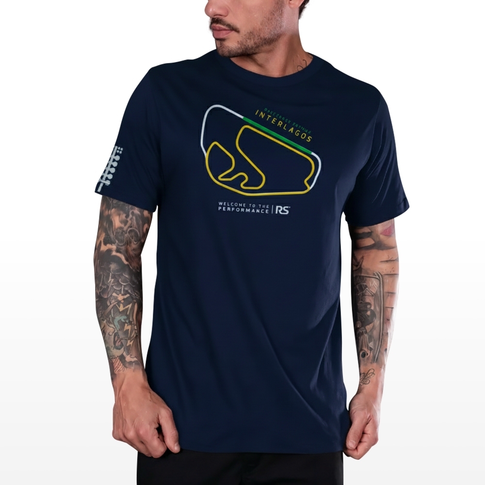 Camiseta Rs Performance Azul Estampa Interlagos