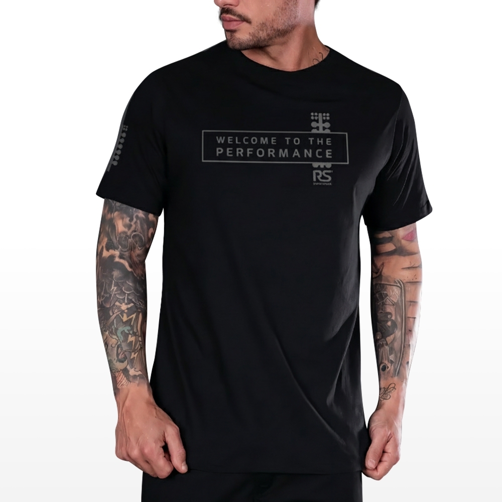 Camiseta Rs Performance Preta Estampa Sinaleira
