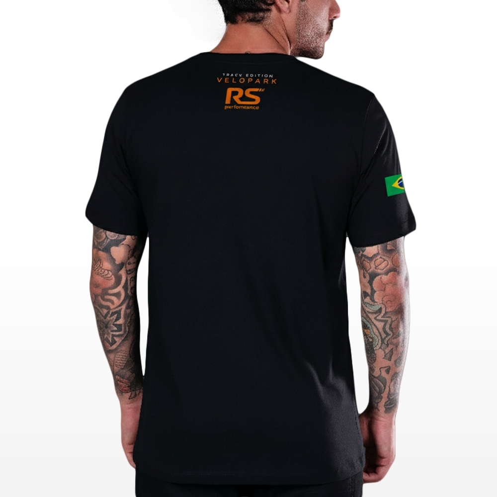 Camiseta Rs Performance Preta/Laranja Estampa Velopark