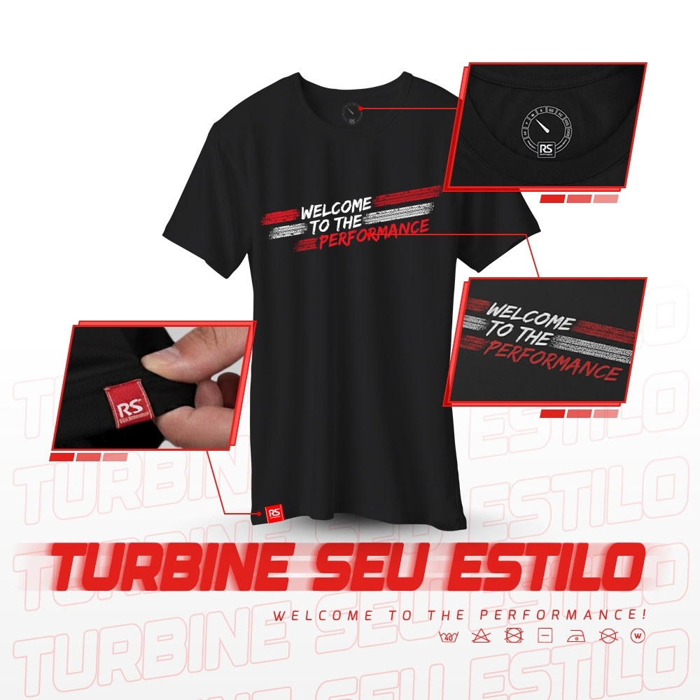 Camiseta Rs Performance Preta Estampa Welcome Burnout