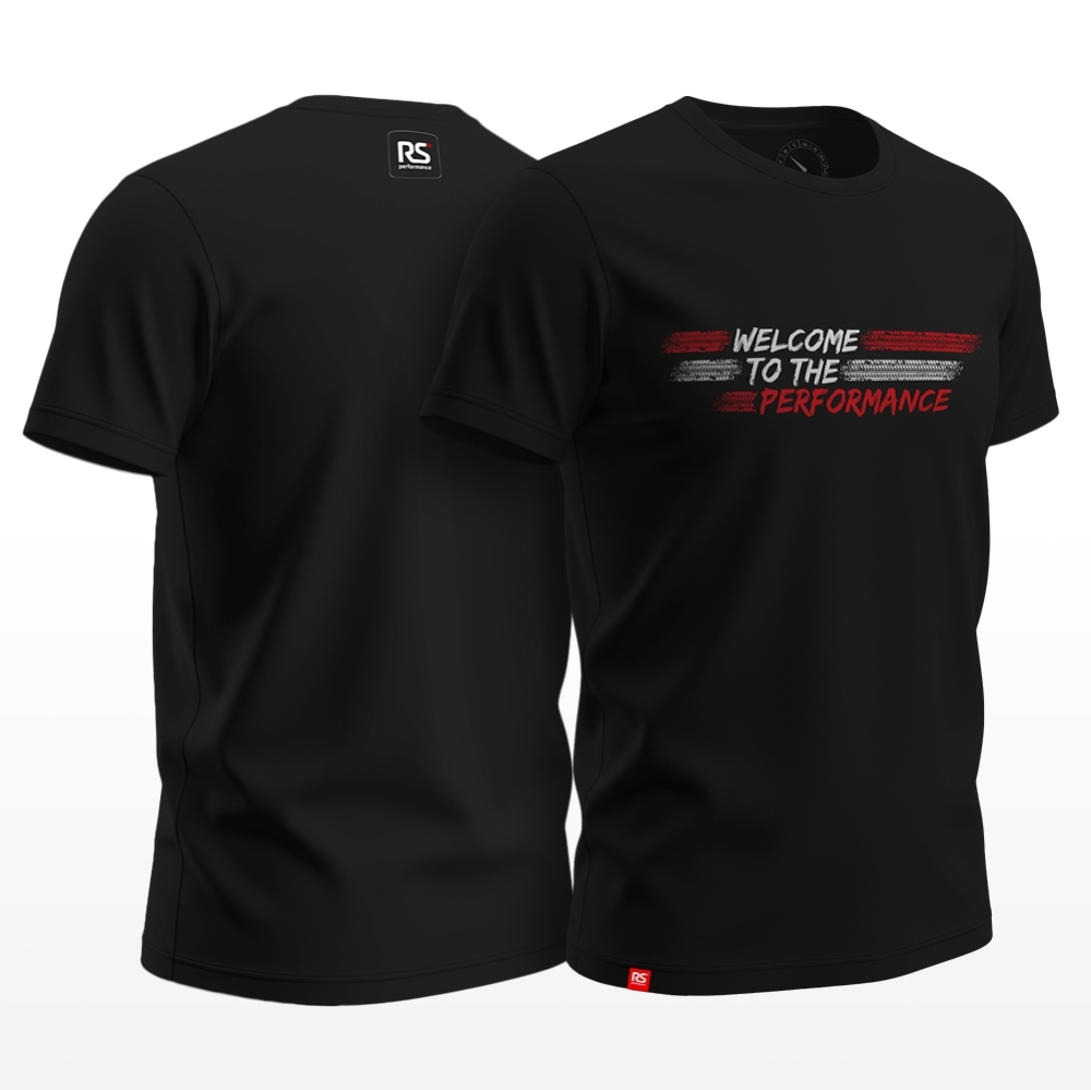 Camiseta Rs Performance Preta Estampa Welcome Burnout