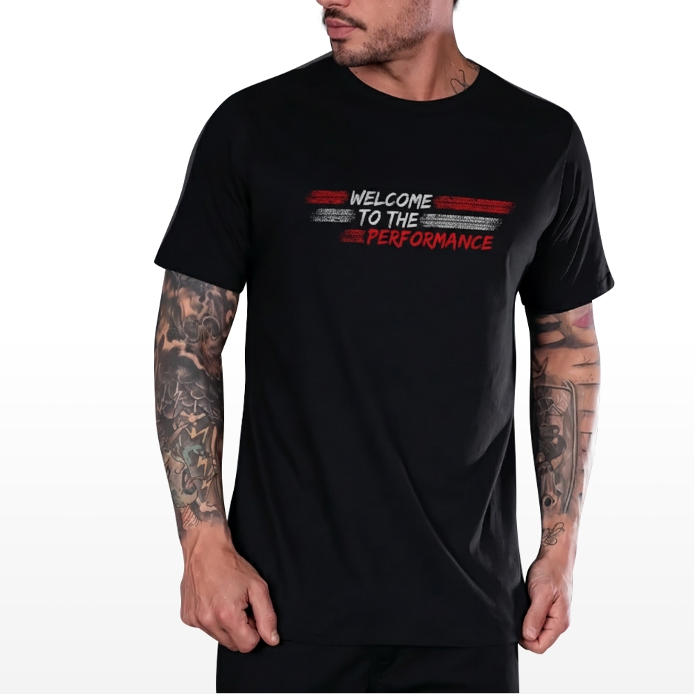 Camiseta Rs Performance Preta Estampa Welcome Burnout