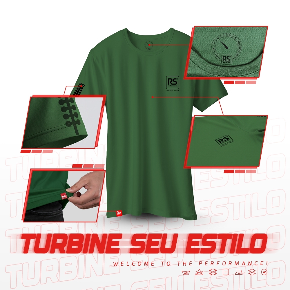 Camiseta Rs Performance Verde Militar Estampa Burnout Costas