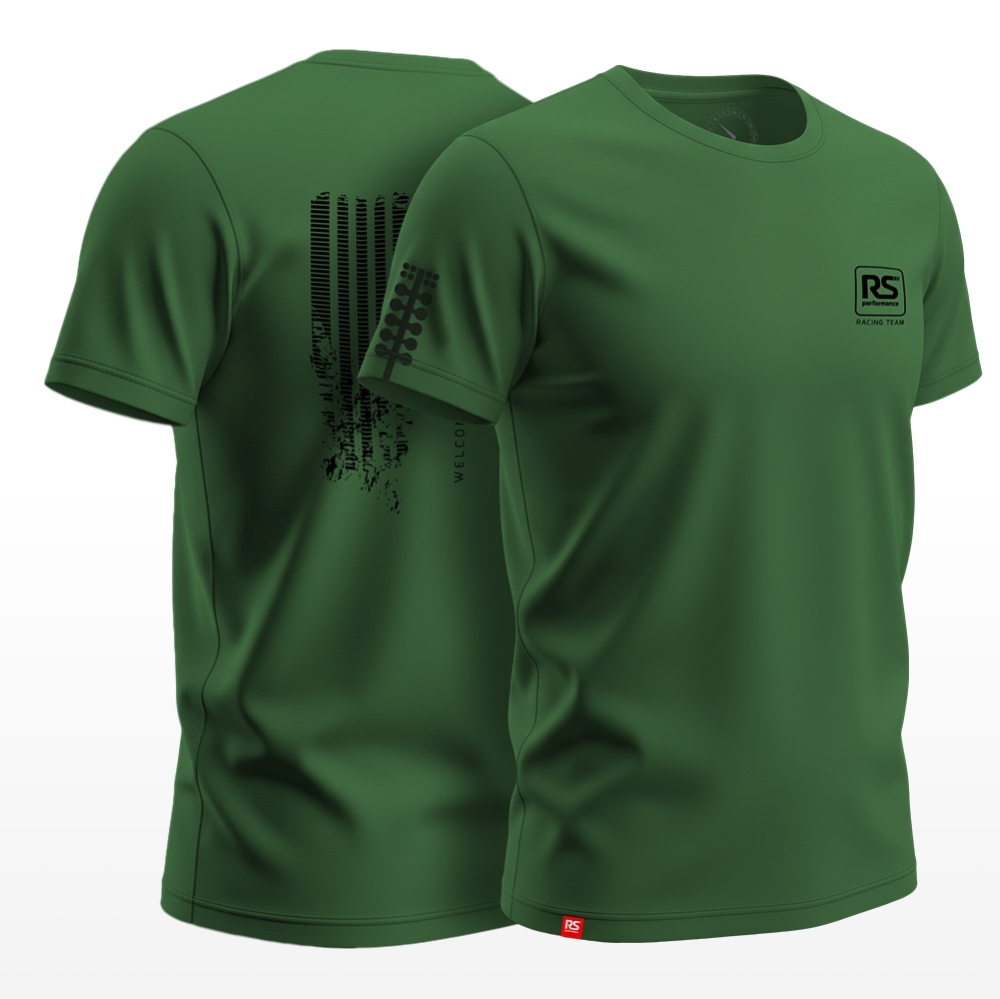 Camiseta Rs Performance Verde Militar Estampa Burnout Costas