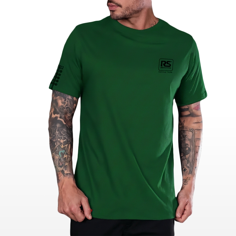 Camiseta Rs Performance Verde Militar Estampa Burnout Costas