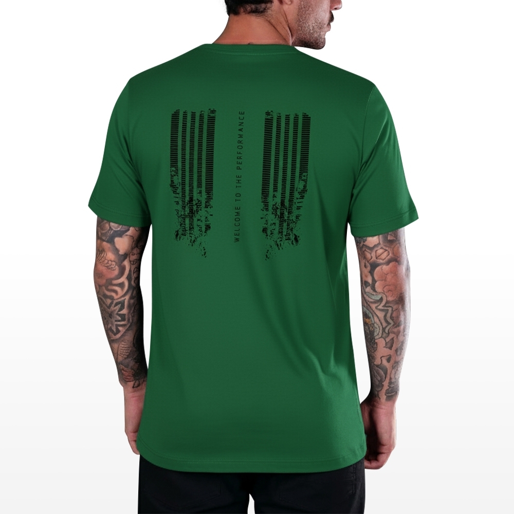 Camiseta Rs Performance Verde Militar Estampa Burnout Costas