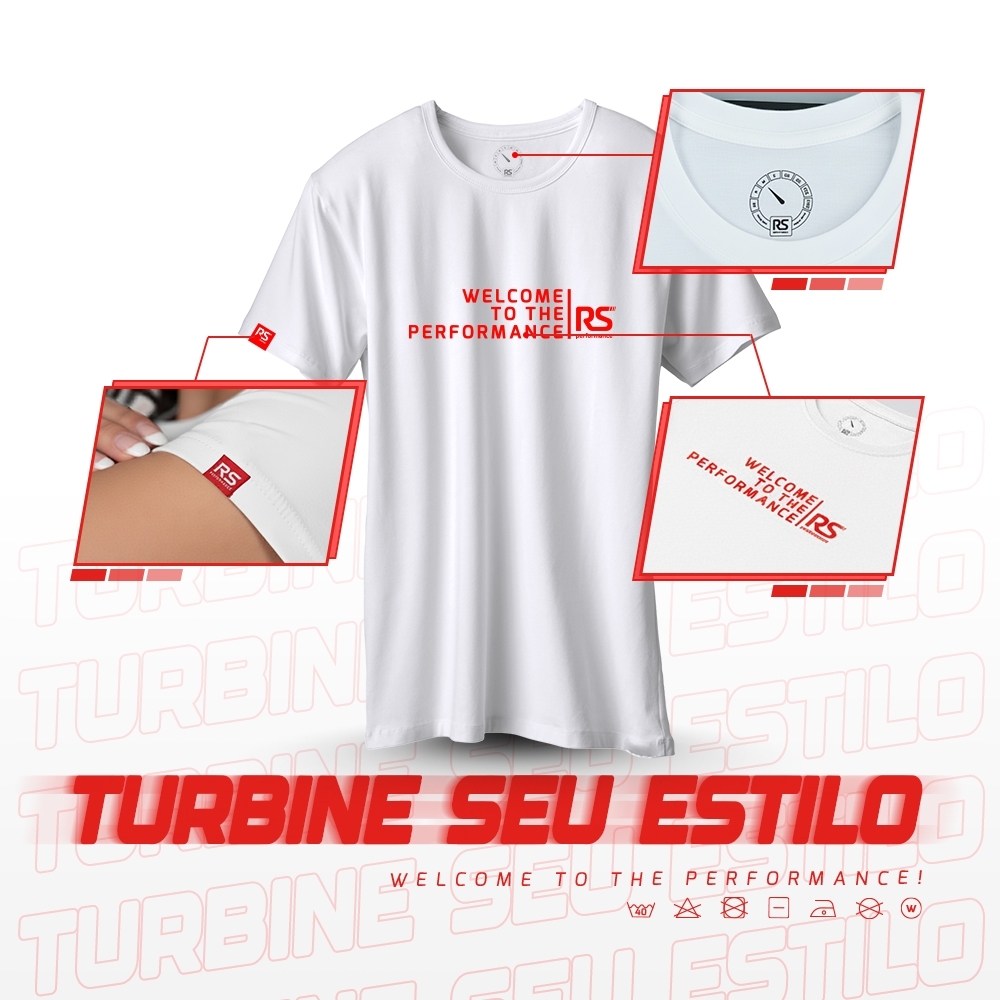 Camiseta Rs Performance Branca Vermelha Feminina Welcome