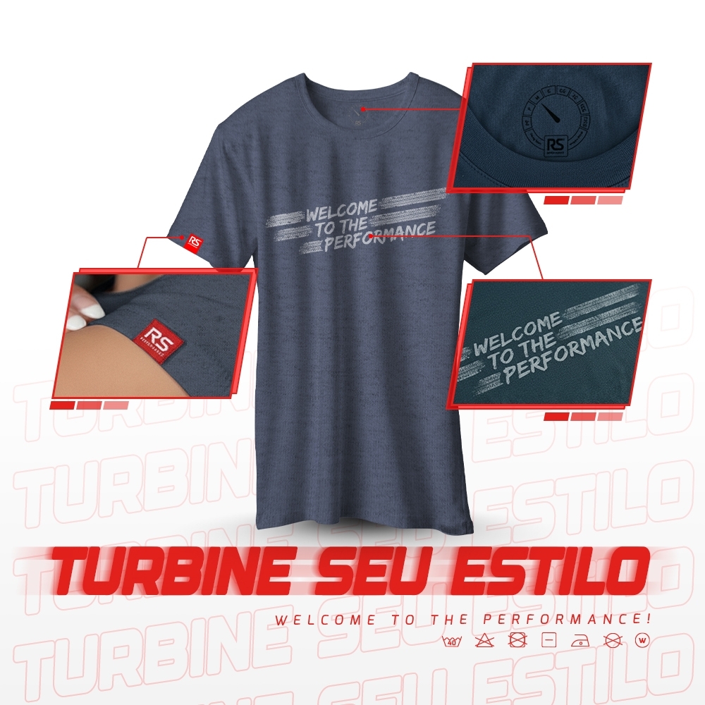 Camiseta Rs Performance Mescla Marinho Feminina Welcome Burnout