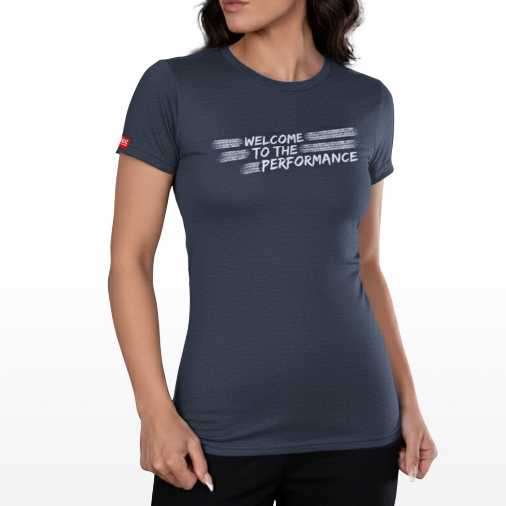 Camiseta Rs Performance Mescla Marinho Feminina Welcome Burnout