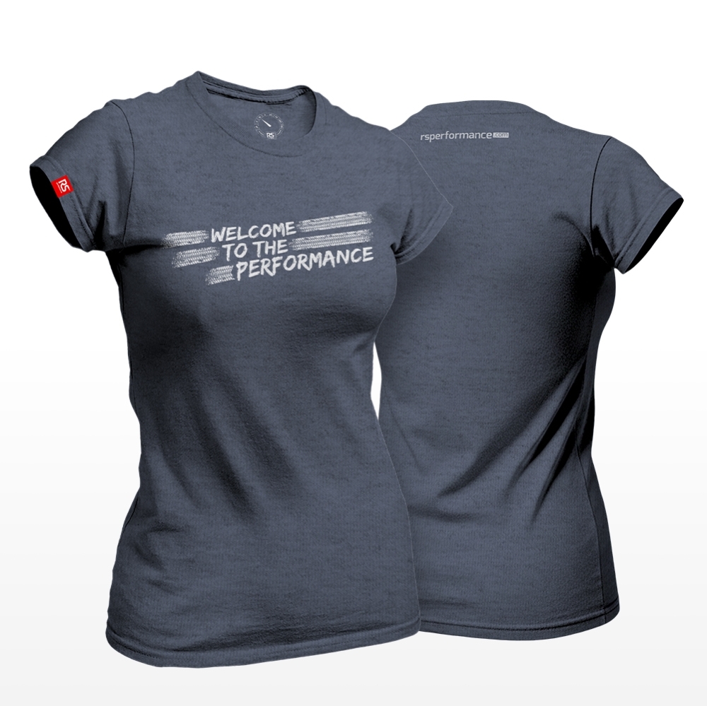 Camiseta Rs Performance Mescla Marinho Feminina Welcome Burnout