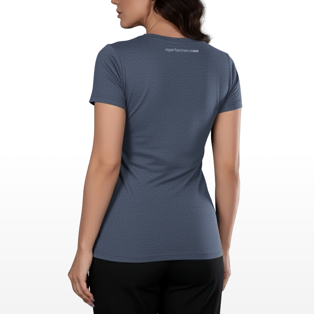 Camiseta Rs Performance Mescla Marinho Feminina Welcome Burnout