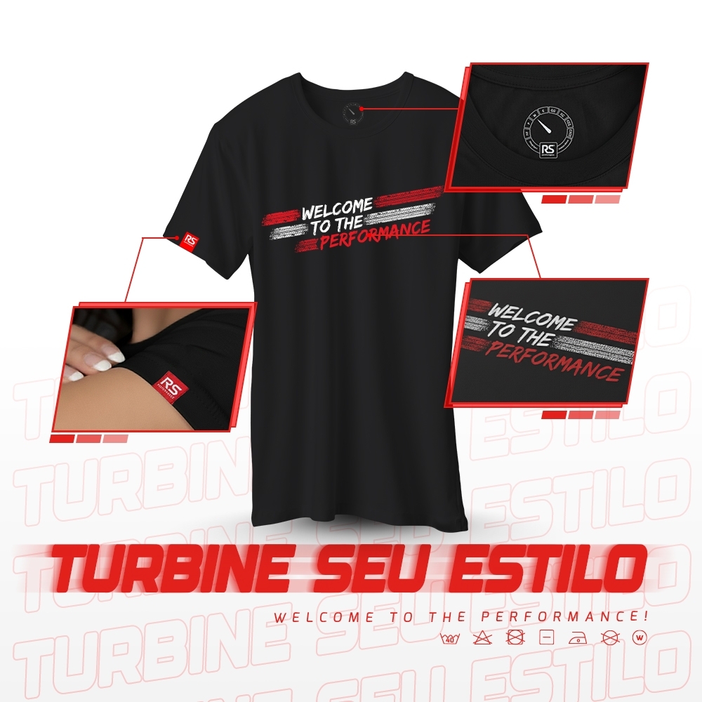 Camiseta Rs Performance Preta Feminina Welcome Burnout