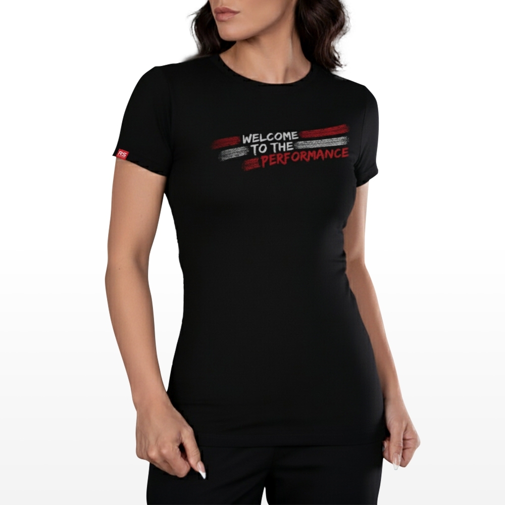 Camiseta Rs Performance Preta Feminina Welcome Burnout