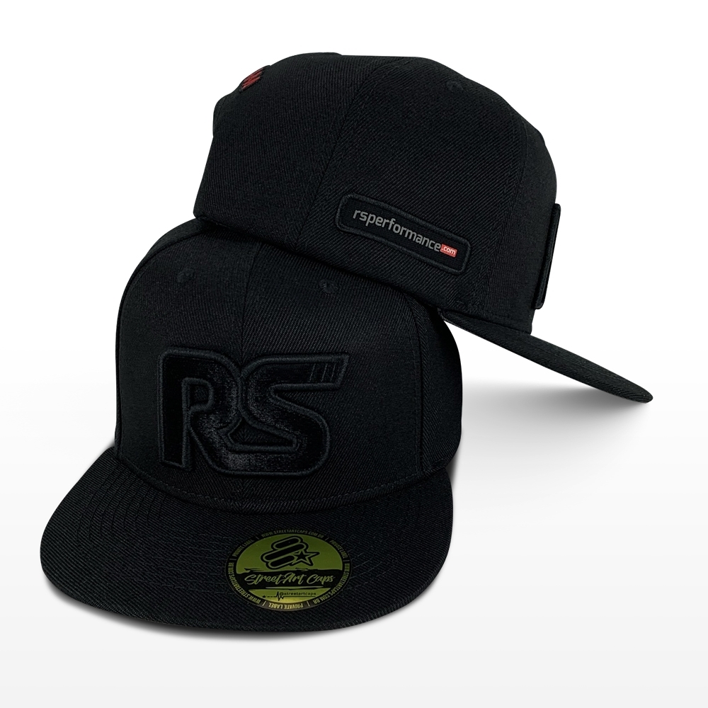 Boné Rs Performance Preto 6 Gomos Aba Reta Aplique