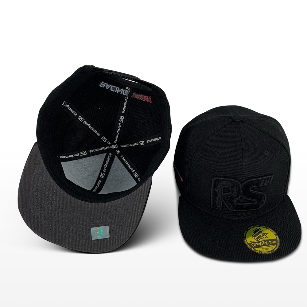 Boné Rs Performance Preto 6 Gomos Aba Reta Aplique
