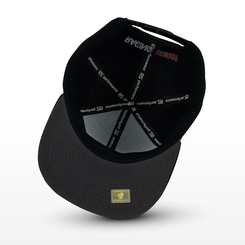 Boné Rs Performance Preto 6 Gomos Aba Reta Aplique