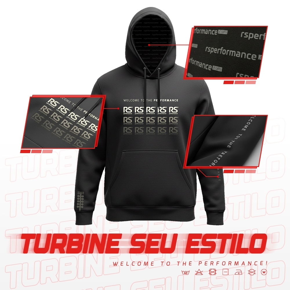Moletom Capuz RS Performance Cinza Chumbo Detalhes Em Degradê