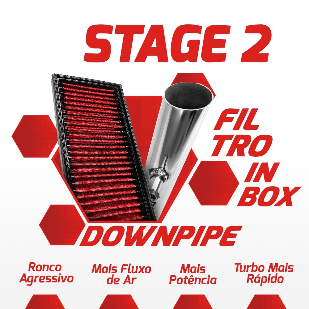 Kit Stage 2 RS Downpipe + Filtro Jetta Fusca A3 TSI 200cv