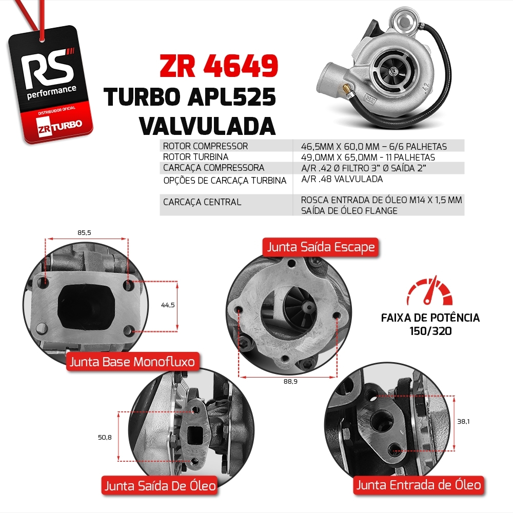 Turbina Mono Valvulada 4649  Carcaça Fria .46/ Quente .48